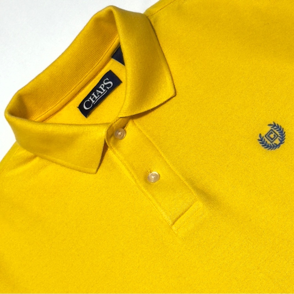 Chaps‎ Vibrant Yellow Polo Short Sleeve Shirt Size M Excellent